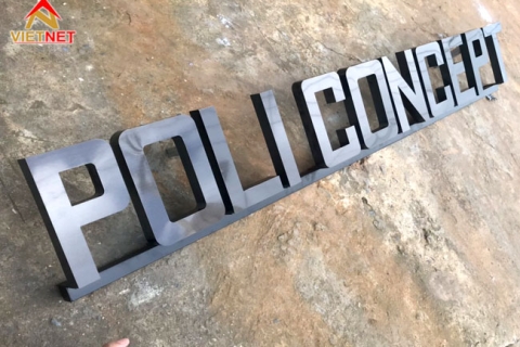 Bảng hiệu chữ inox đen công ty Poli Concept