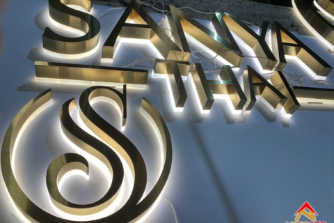 Logo inox nhà hàng SANYA THAI
