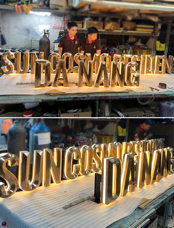 Chữ inox hàn vát nổi 3D SUNCOSMO