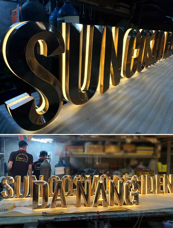 Chữ inox hàn vát nổi 3D SUNCOSMO