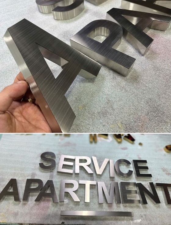 Chữ inox trắng xước SERVICE APARTMENT