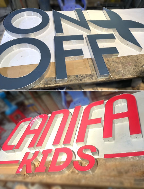Gia công chữ nhôm có gờ CANIFA