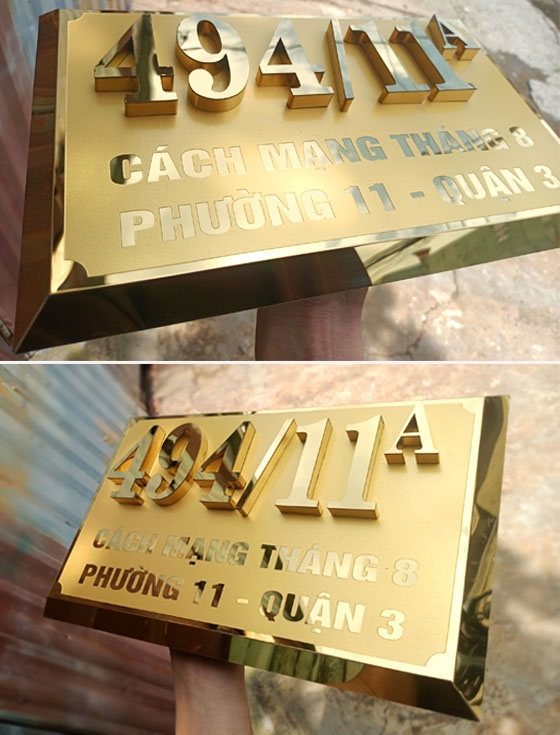 Bảng số nhà inox ăn mòn đường Cách mạng tháng 8