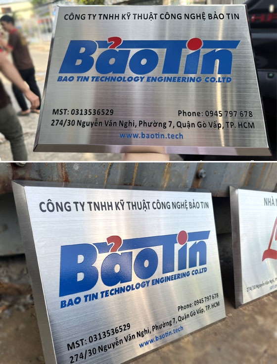 Bảng tên công ty inox ăn mòn Bảo Tín