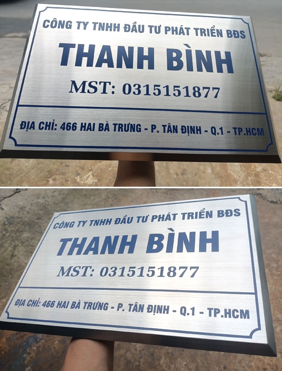 Bảng tên công ty inox ăn mòn Thanh Bình