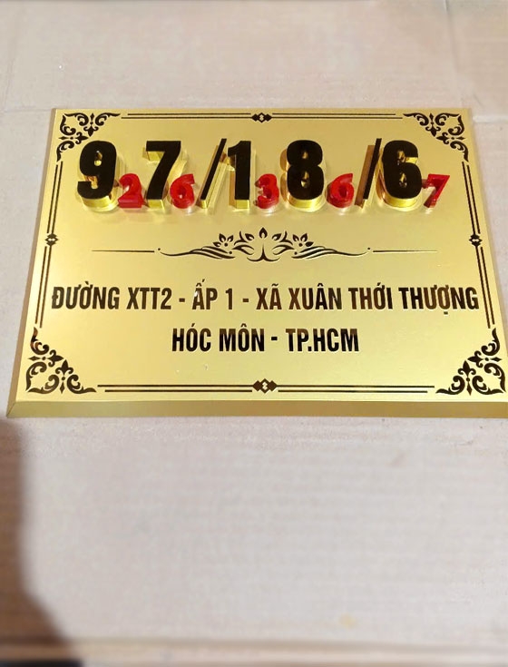 Bảng số nhà inox ăn mòn đường XTT2