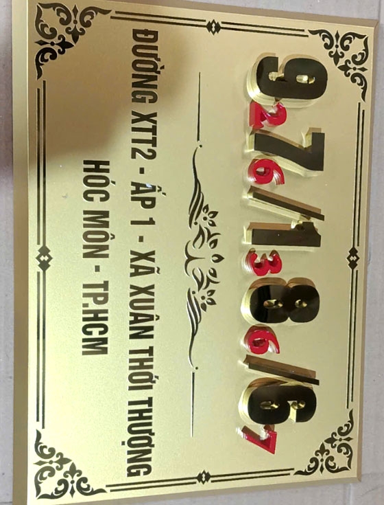 Bảng số nhà inox ăn mòn đường XTT2